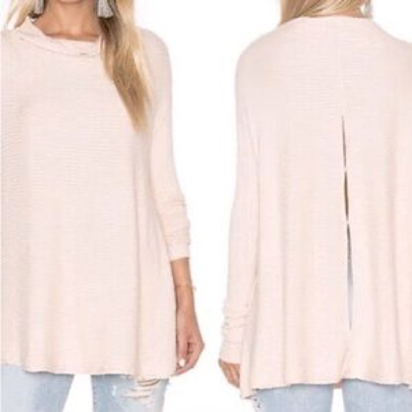 Free people mock neck ribbed knit sweater blush pink - Picture 2 of 8